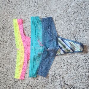 NWT Victoria's Secret thong panties medium lace hot pink neon yellow